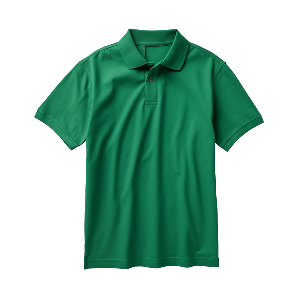 AI generated Short sleeves green polo t-shirt isolated on transparent background png