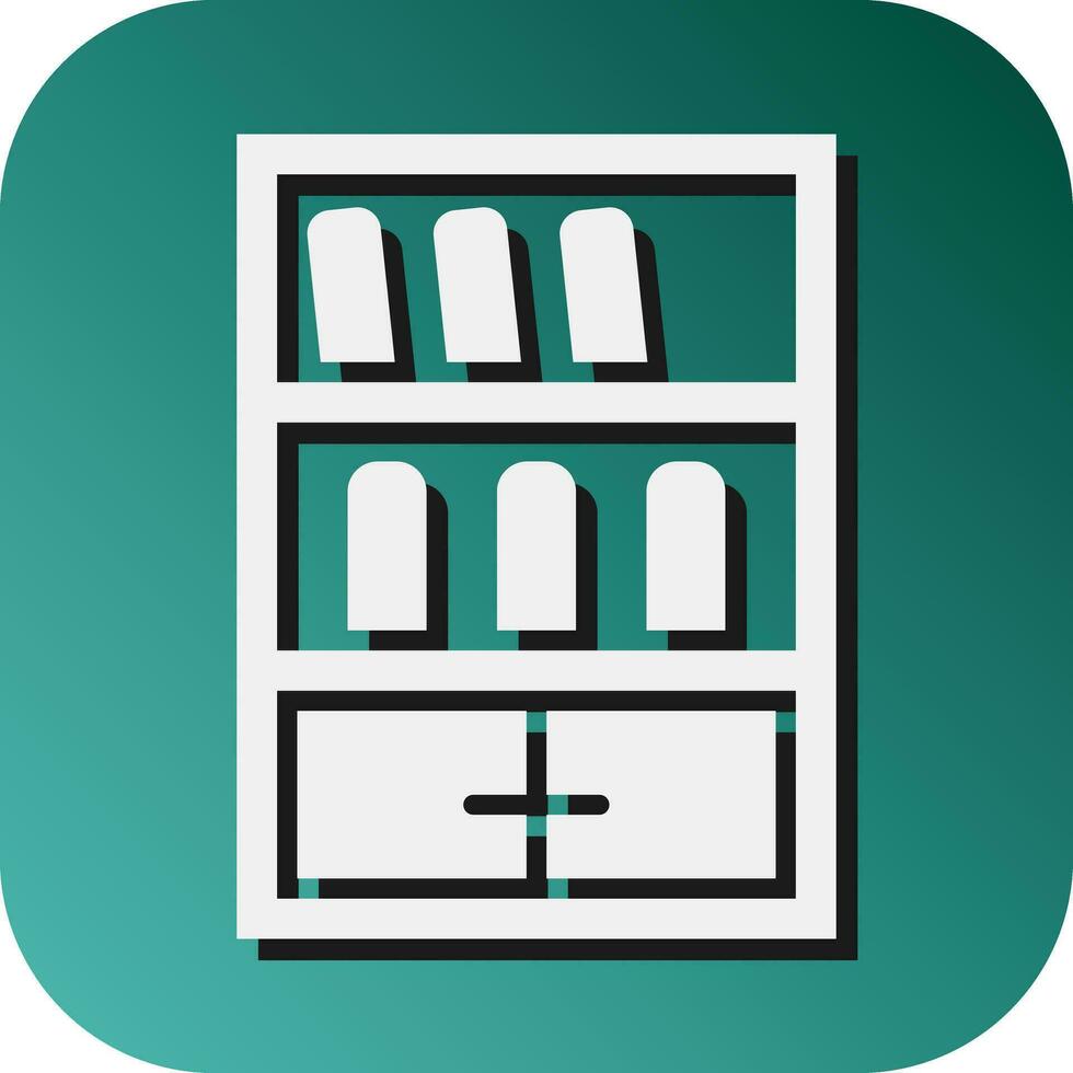 Book Shelf Vector Glyph Gradient Background Icon For Personal And Commercial Use.