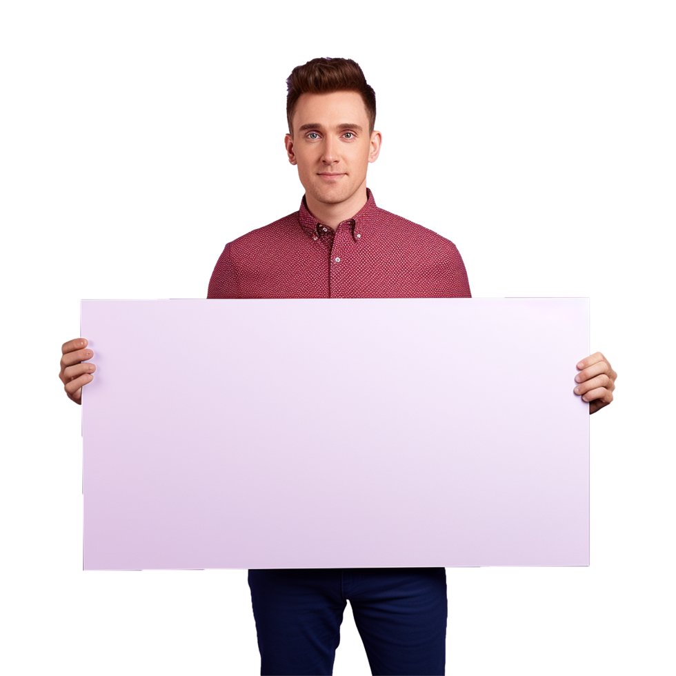 AI generated Man holding an empty placard isolated on transparent background png