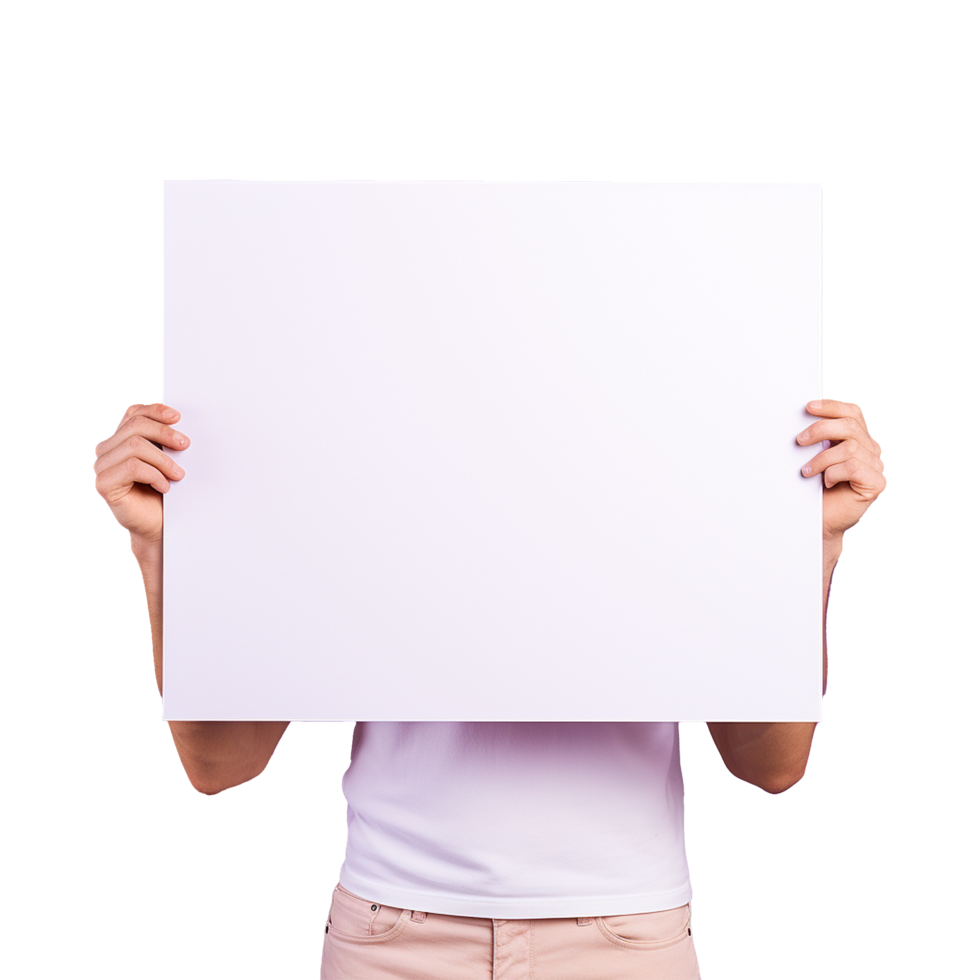 AI generated Man holding an empty placard isolated on transparent background png
