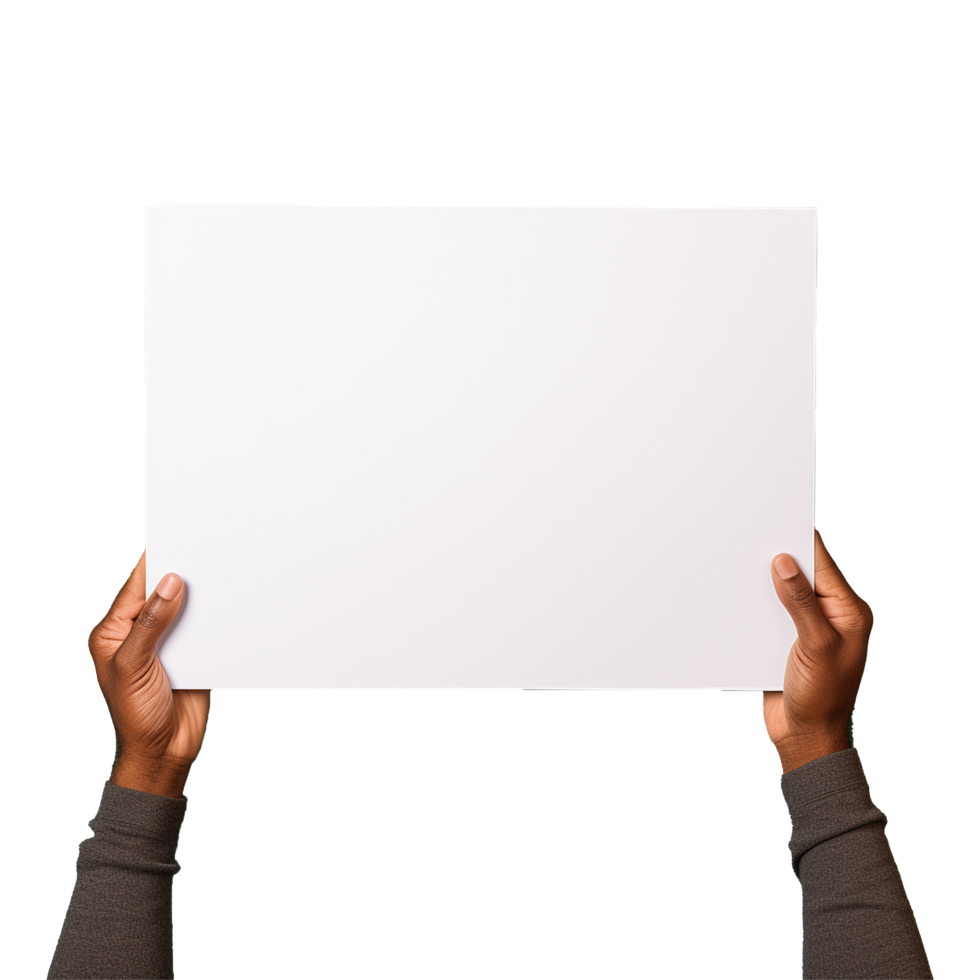 AI generated Man holding an empty placard isolated on transparent background png