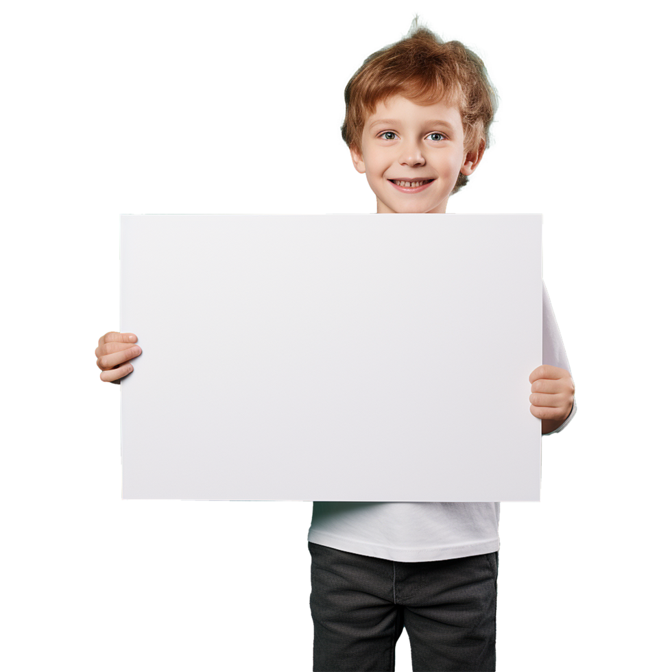 AI generated Kid holding an empty placard isolated on transparent background png