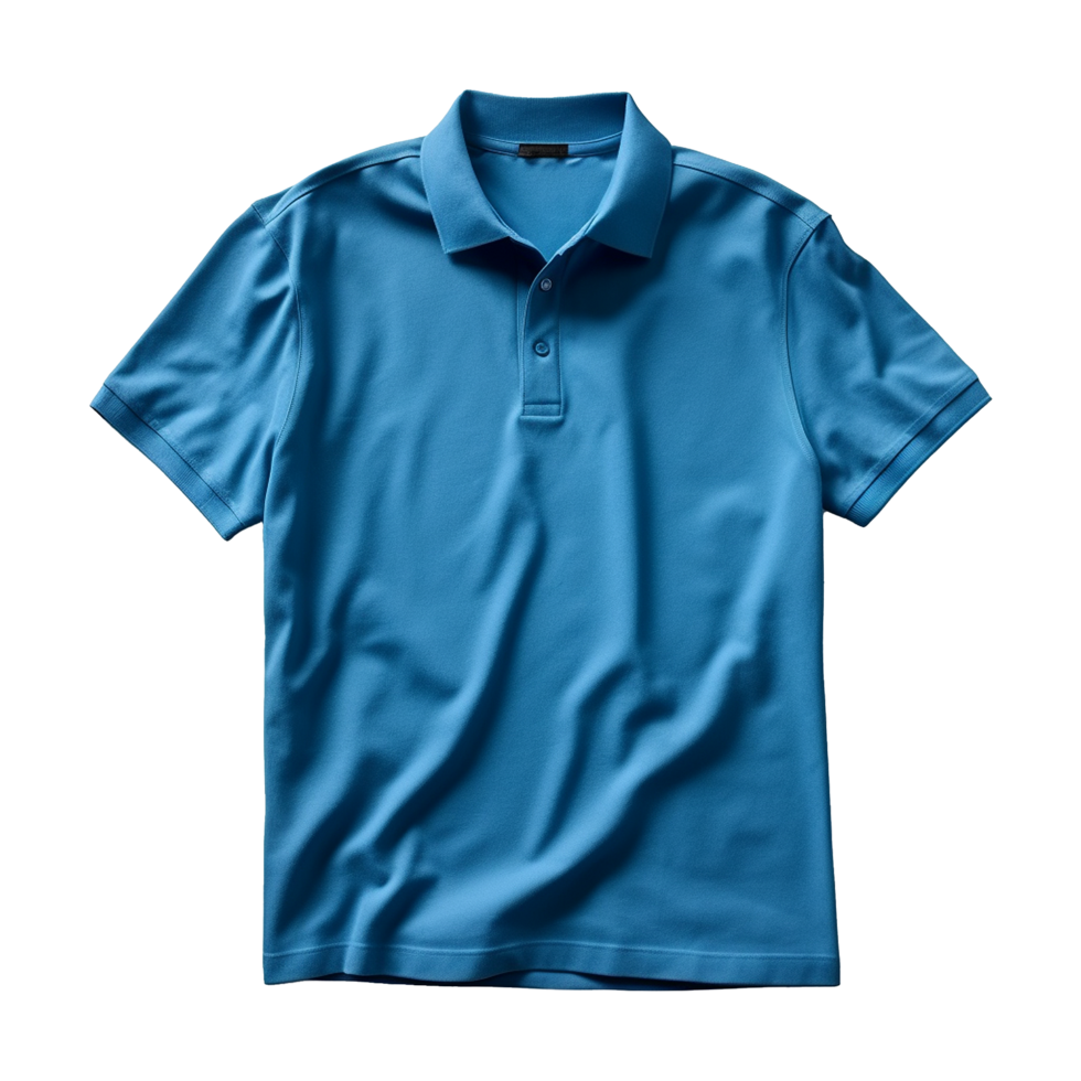 AI generated Short sleeves blue polo t-shirt isolated on transparent background png
