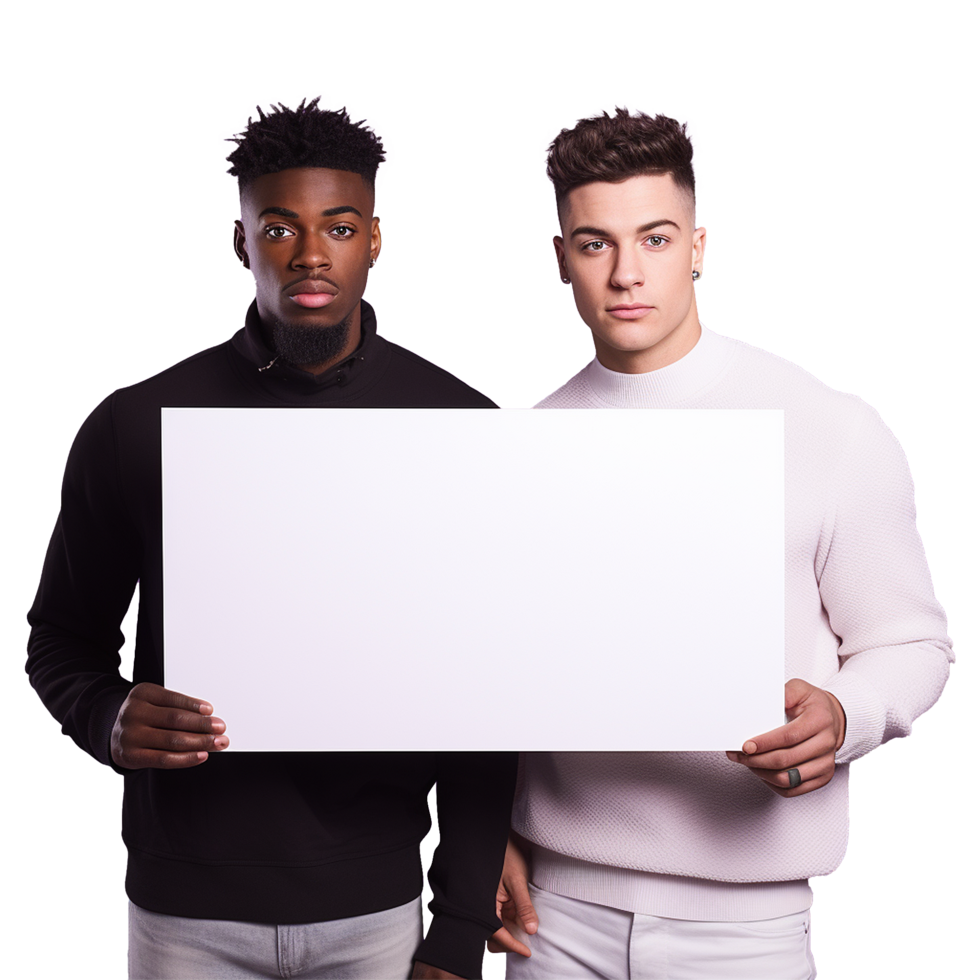 AI generated Man holding an empty placard isolated on transparent background png
