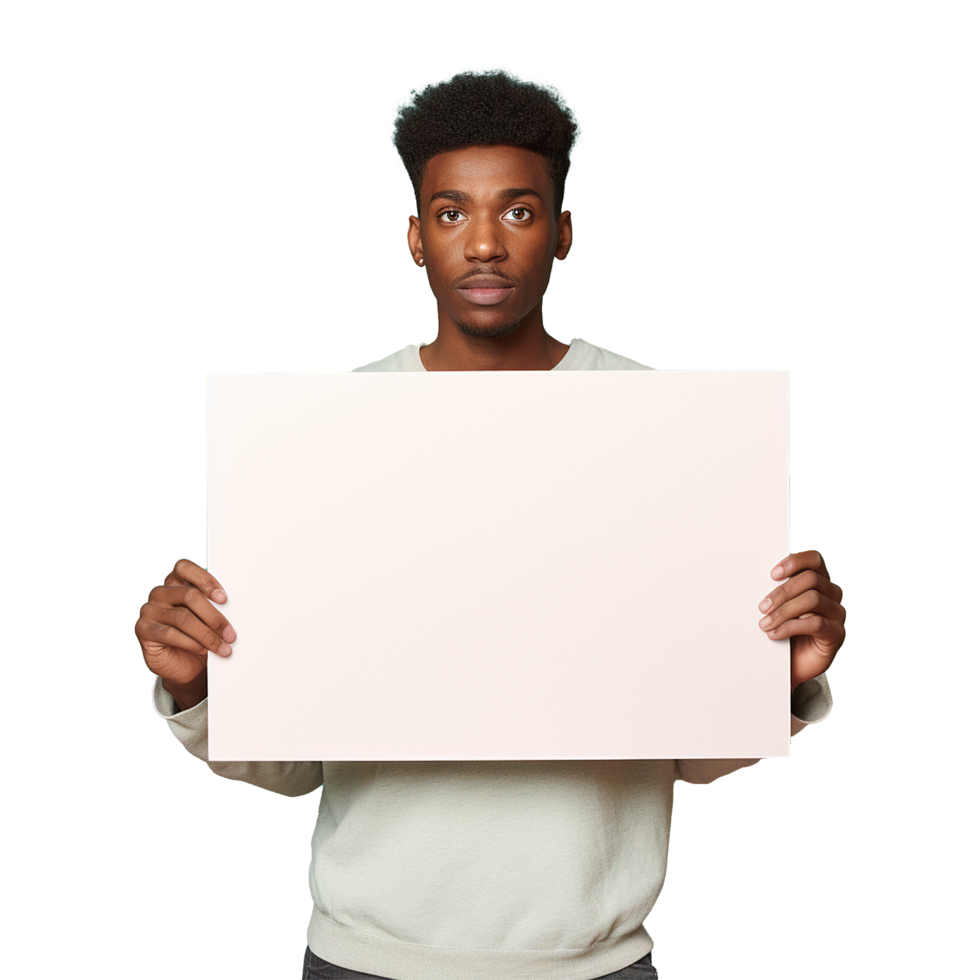 AI generated Man holding an empty placard isolated on transparent background png