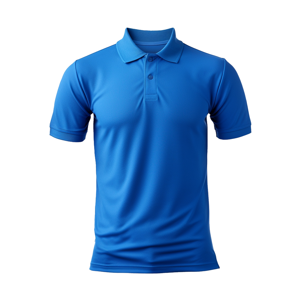 AI generated Short sleeves blue polo t-shirt isolated on transparent background png