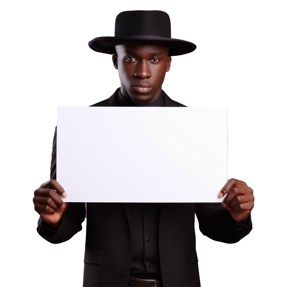 AI generated Man holding an empty placard isolated on transparent background png