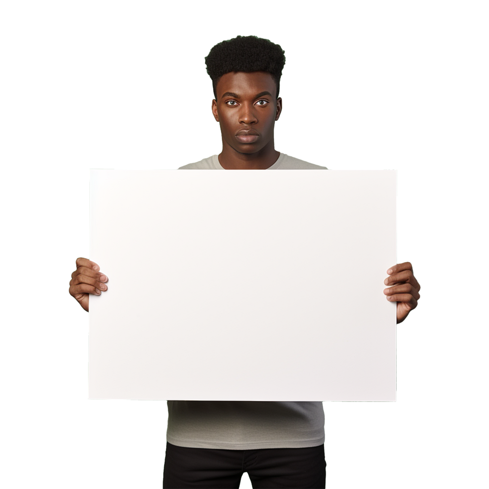 AI generated Man holding an empty placard isolated on transparent background png