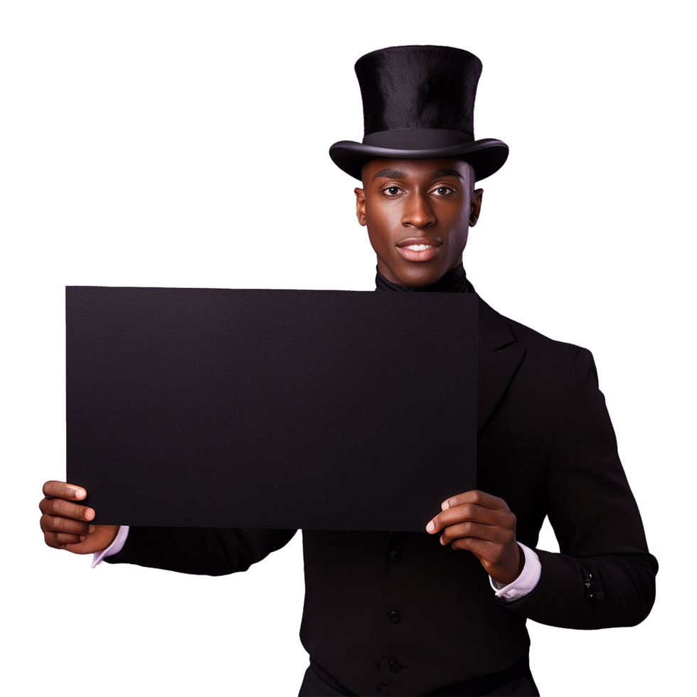AI generated Man holding an empty placard isolated on transparent background png