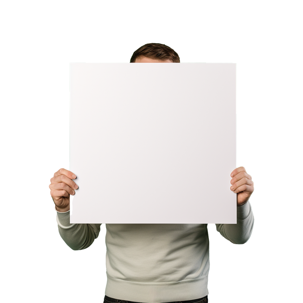 AI generated Man holding an empty placard isolated on transparent background png