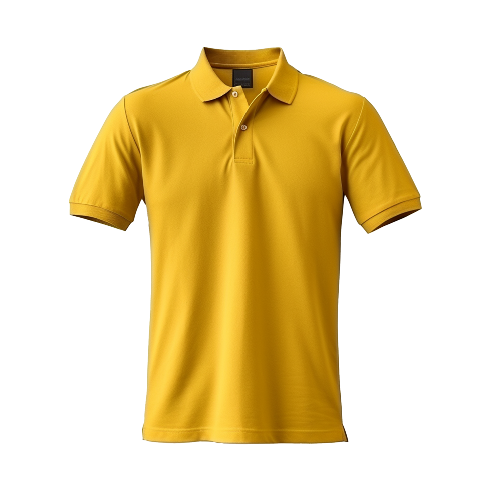 AI generated Short sleeves yellow polo t-shirt isolated on transparent background png