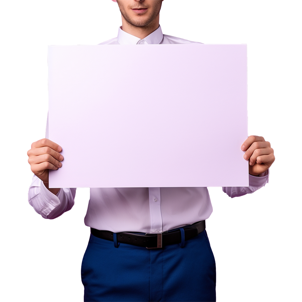 AI generated Man holding an empty placard isolated on transparent background png
