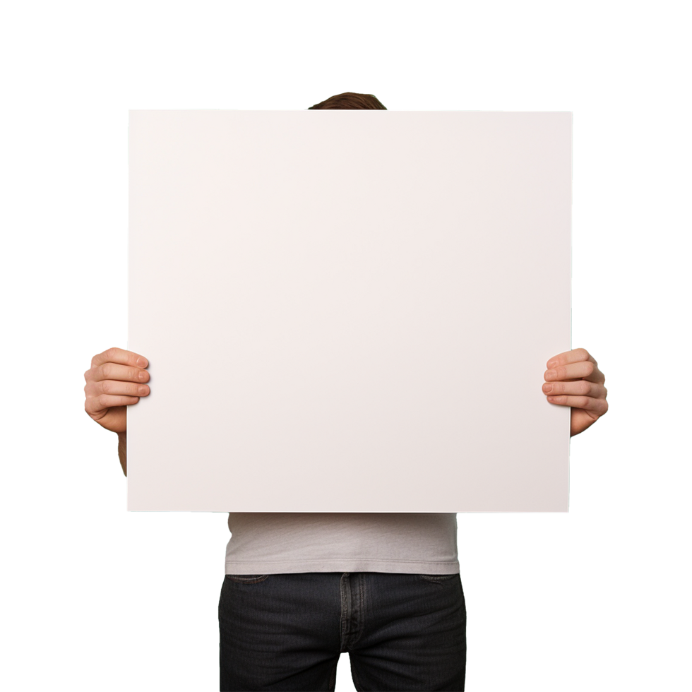 AI generated Man holding an empty placard isolated on transparent background png