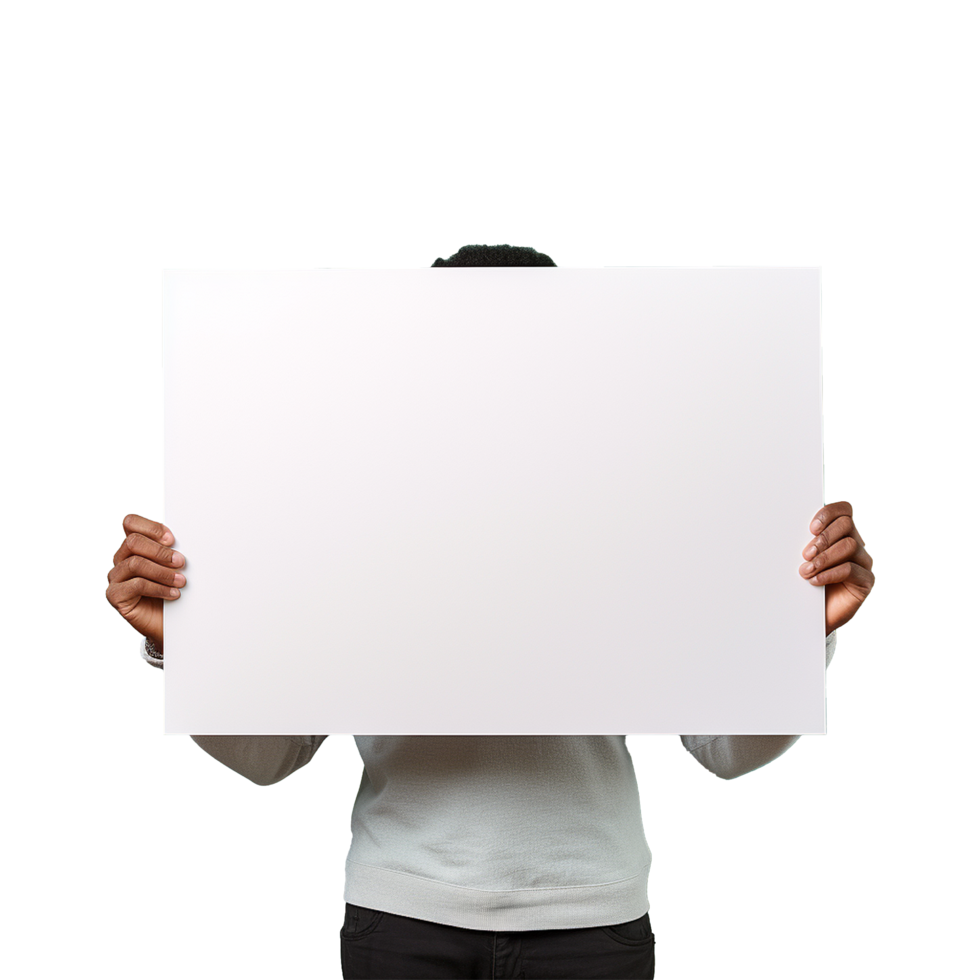 AI generated Man holding an empty placard isolated on transparent background png