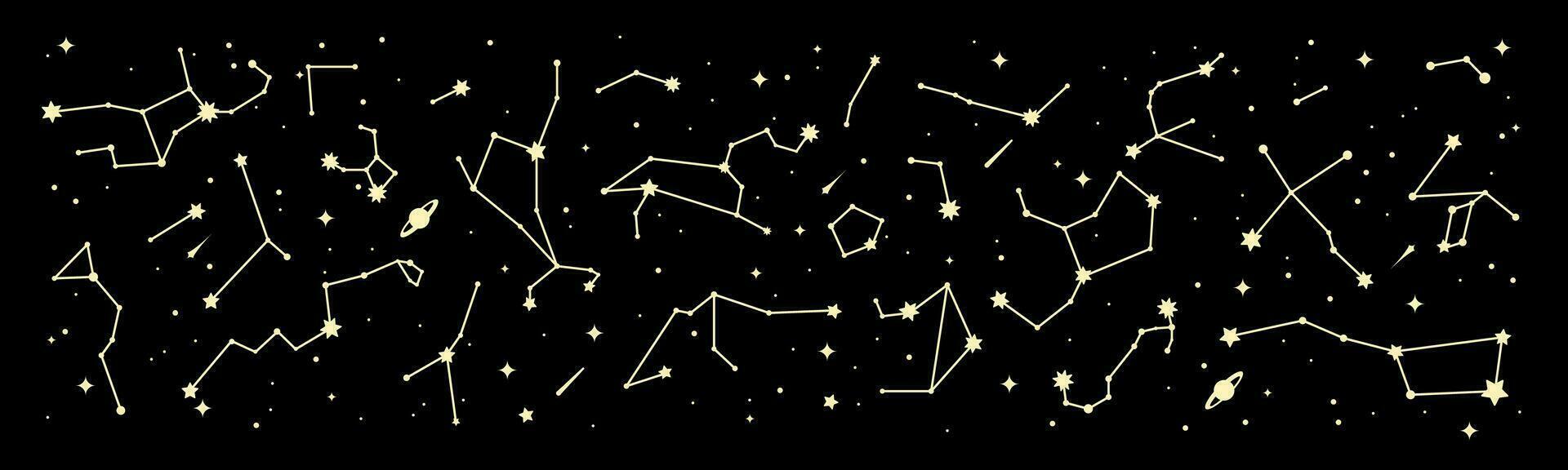 Space star constellation border, night sky map vector