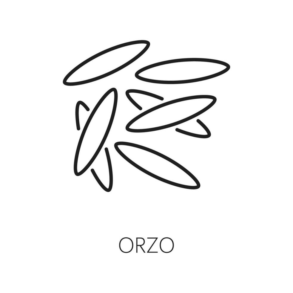 Orzo italian cuisine pasta type, outline icon vector