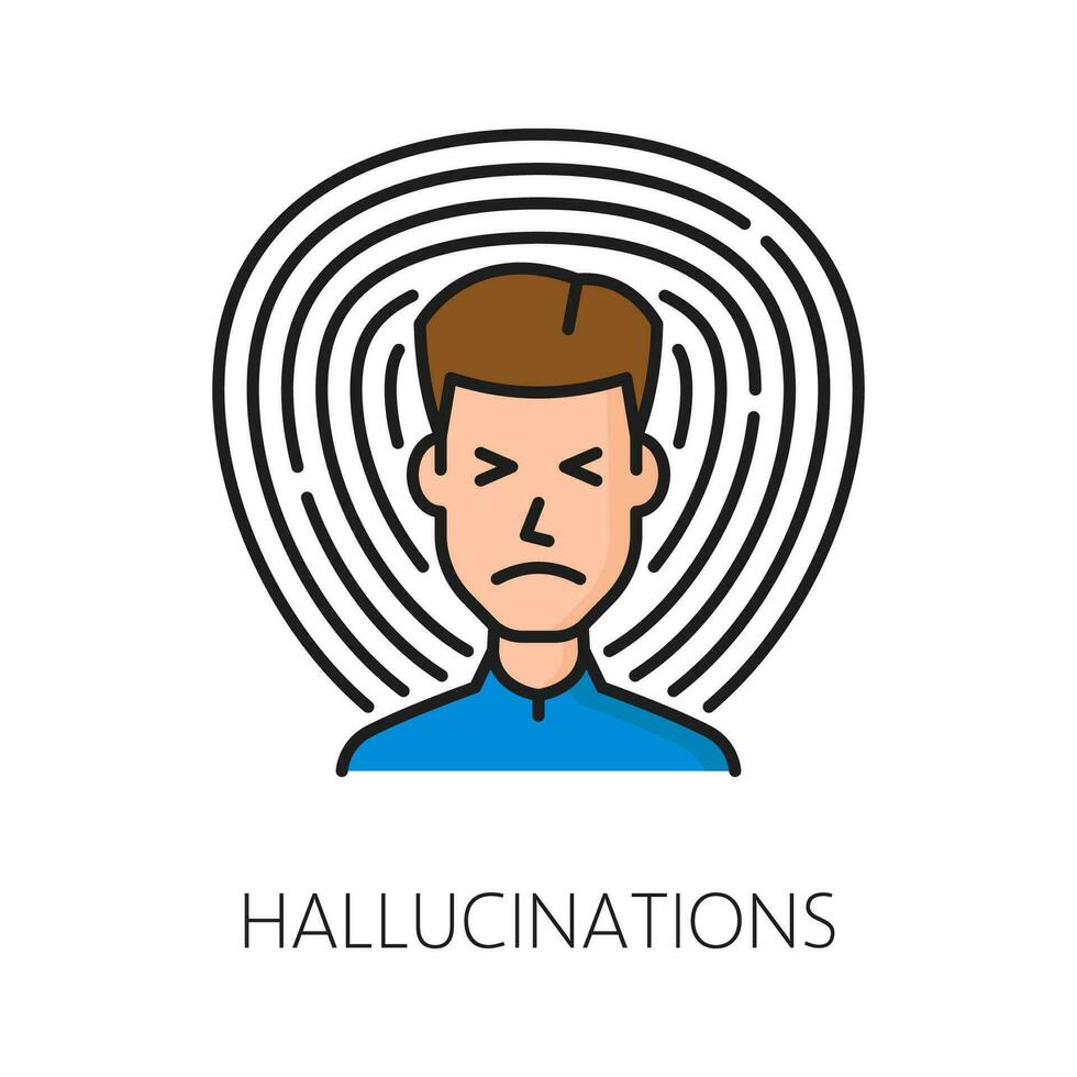 Hallucinations psychological disorder linear icon vector