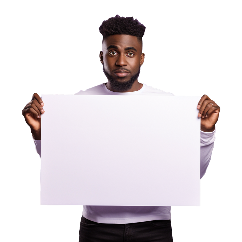 AI generated Man holding an empty placard isolated on transparent background png