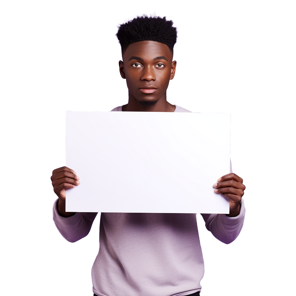 AI generated Man holding an empty placard isolated on transparent background png