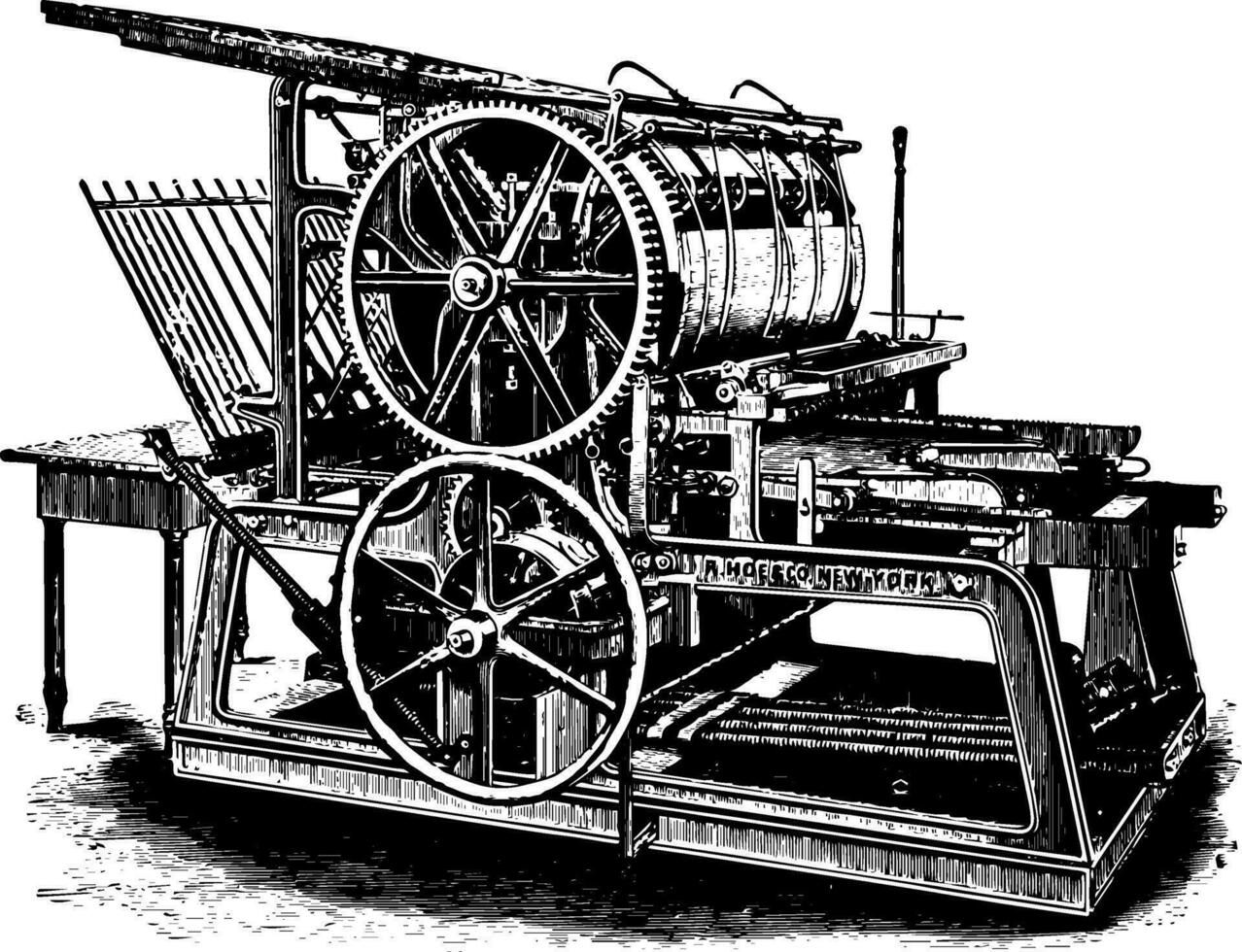 soltero grande cilindro prensa Clásico ilustración. vector