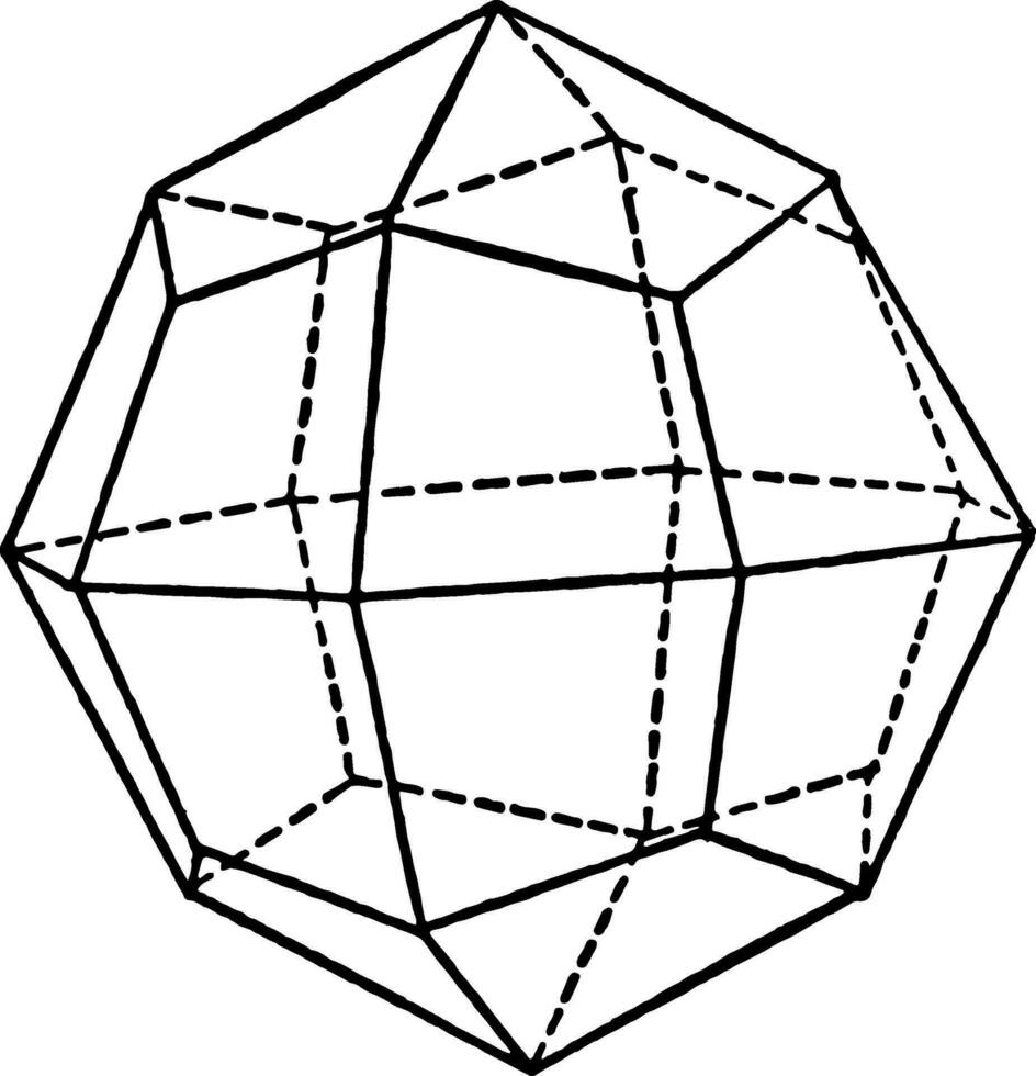Icositetrahedron vintage illustration. vector