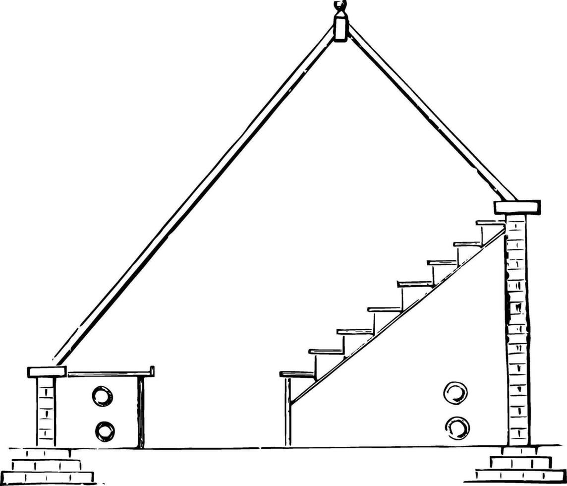 Hip Roofed Greenhouse vintage illustration. vector
