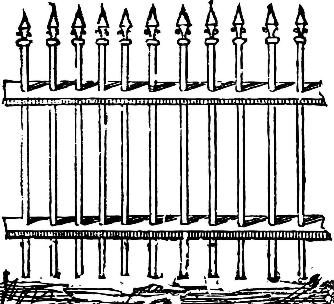 Bars fence vintage engraving. vector