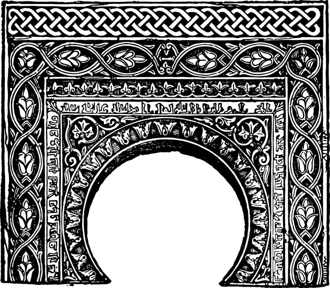 Arabesque Archway a style of ornamentation vintage engraving. vector