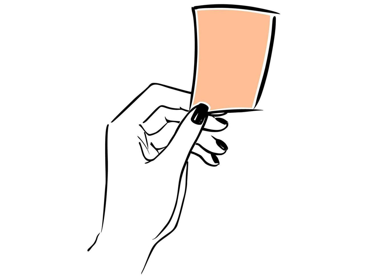 mano sostiene sábana de melocotón color, de moda en 2024. vector ilustración para artículo y web diseño, volantes, póster, artículo