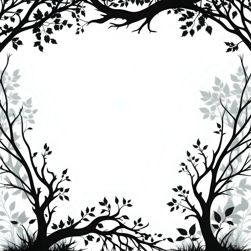 AI generated Tree Silhouette Border Frame Illustration photo