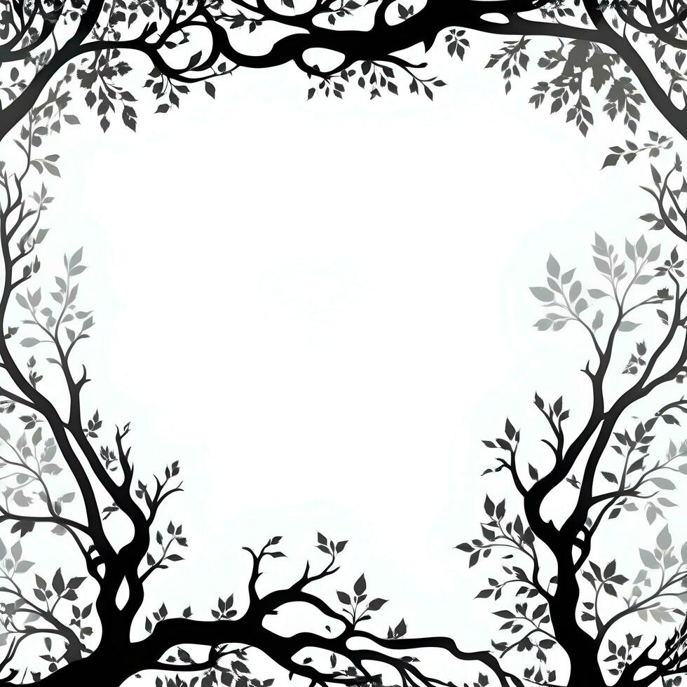 AI generated Tree Silhouette Border Frame Illustration photo