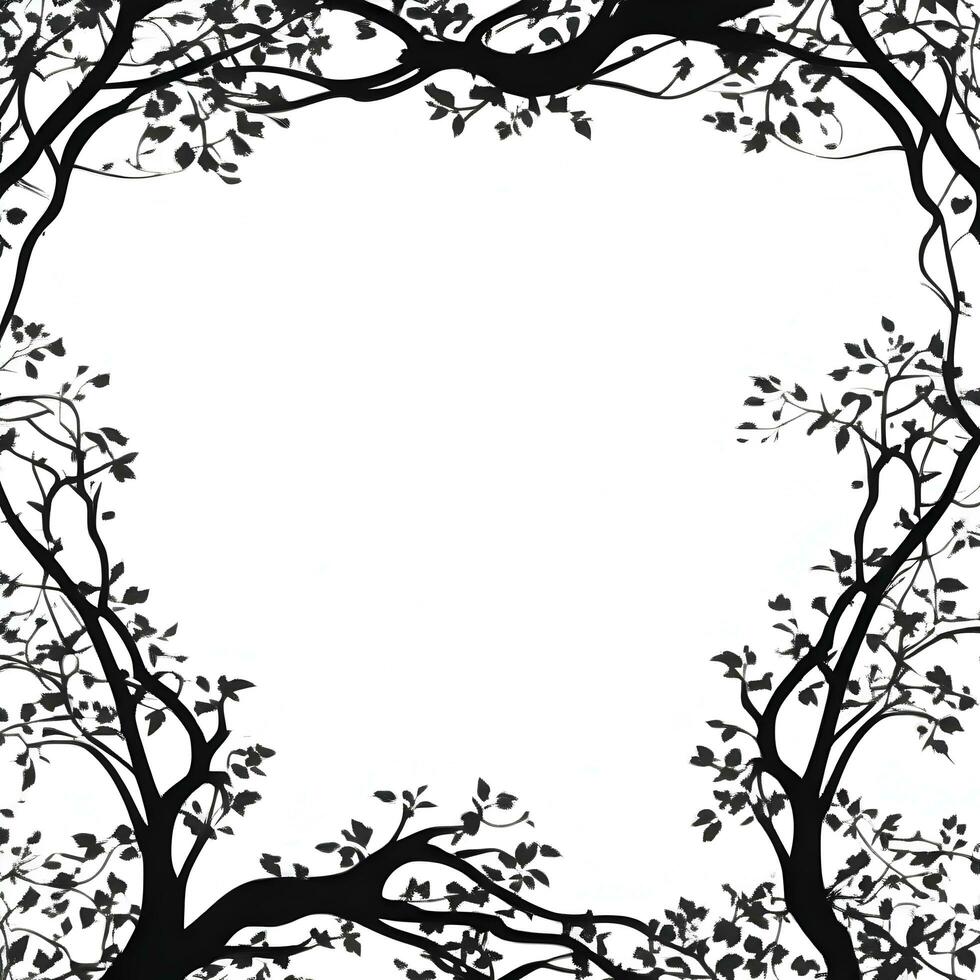 AI generated Tree Silhouette Border Frame Illustration photo