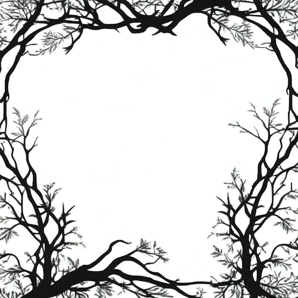 AI generated Tree Silhouette Border Frame Illustration photo