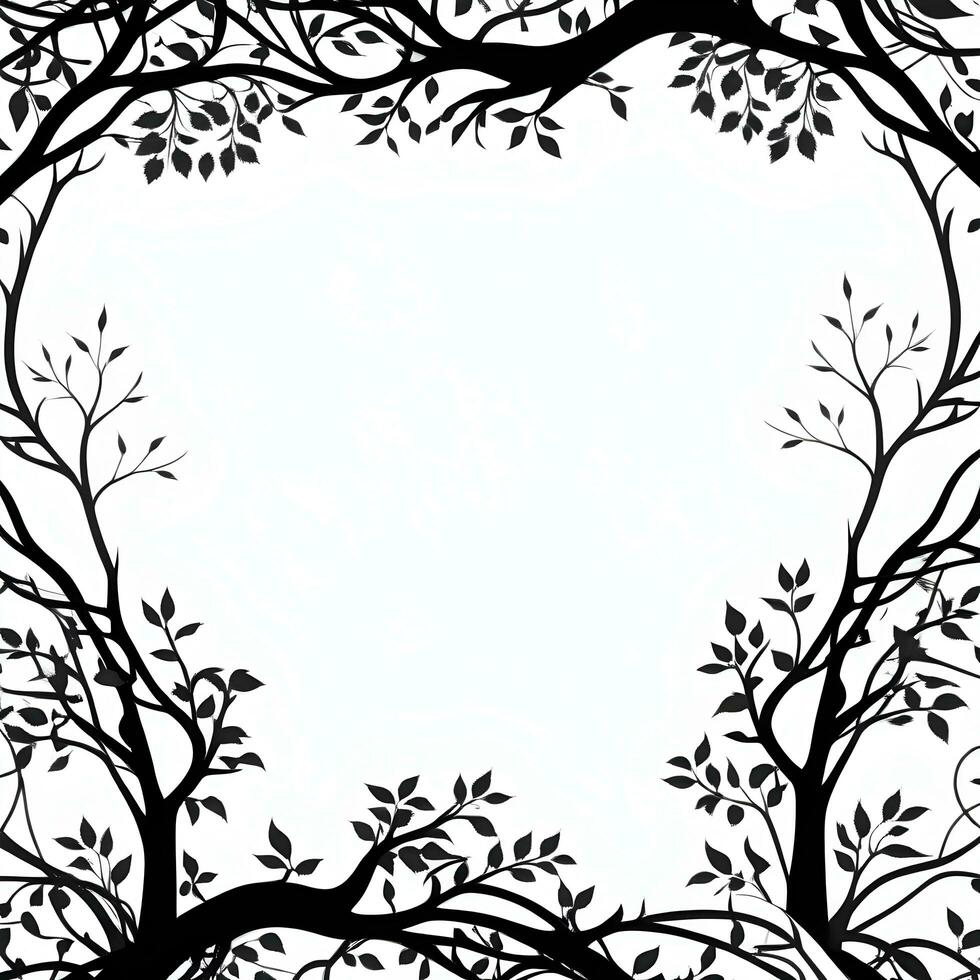 AI generated Tree Silhouette Border Frame Illustration photo