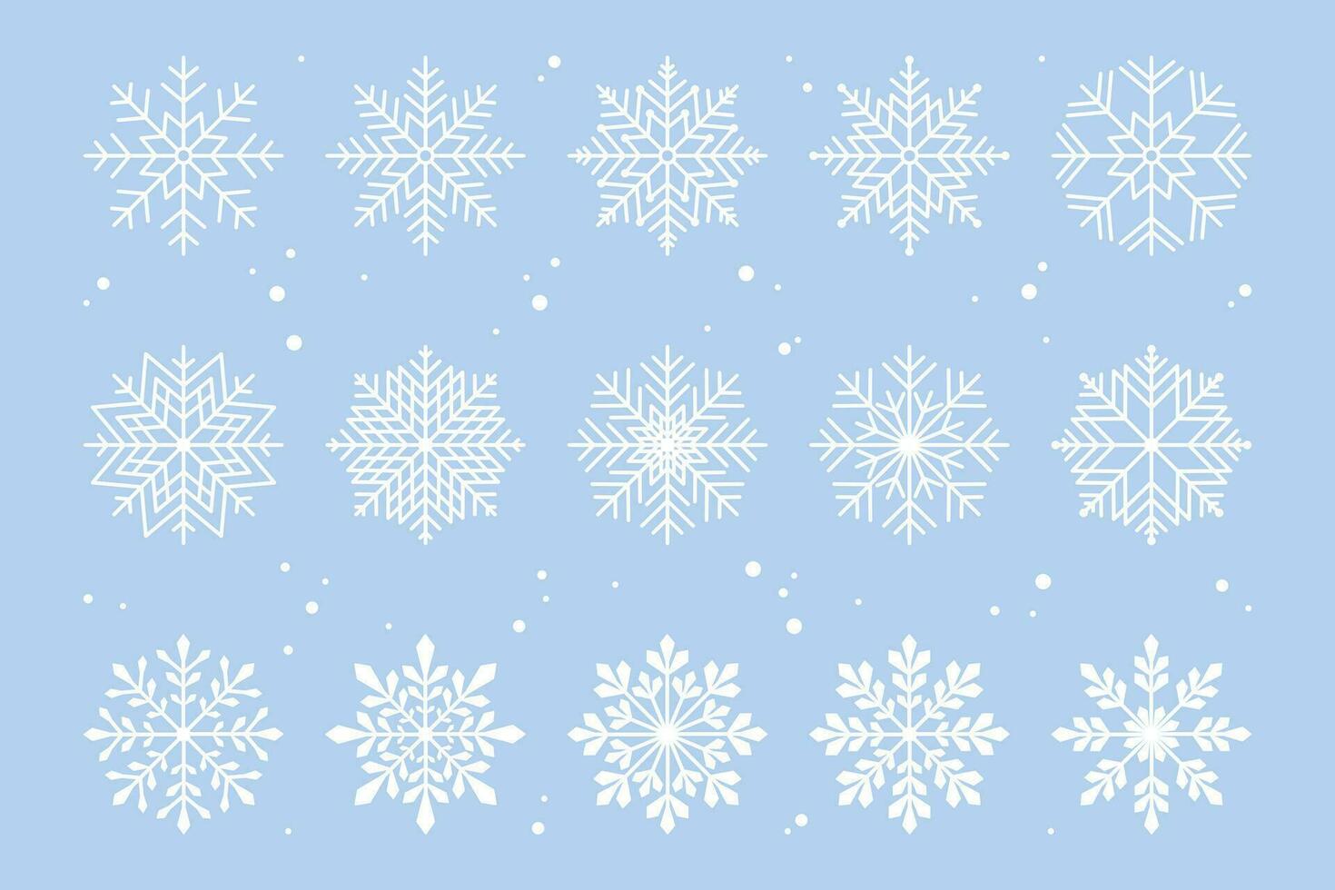conjunto de copos de nieve y nieve. vector ilustración.