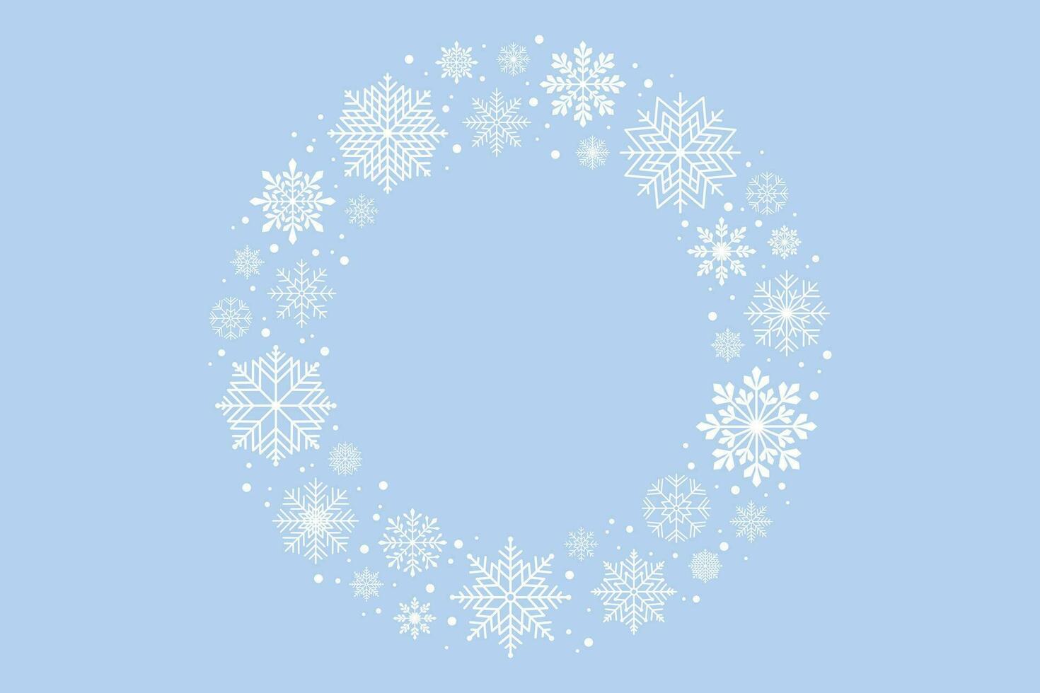 Winter background frame with snowflakes and snow. Vector illustration.