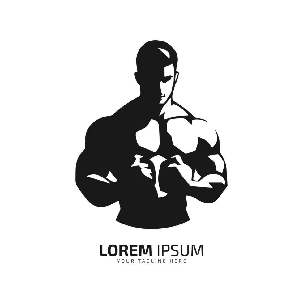 A logo of strong man vector icon design silhouette gym, fitness concept