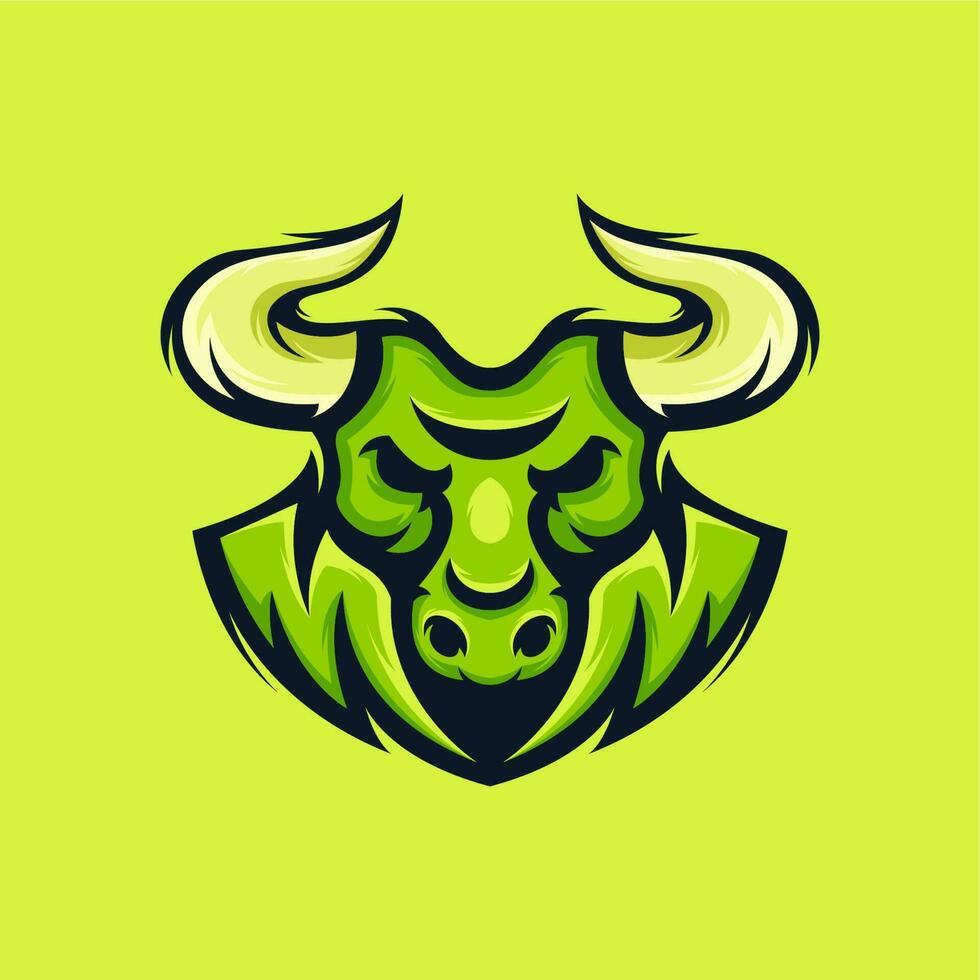 green bull head logo vector