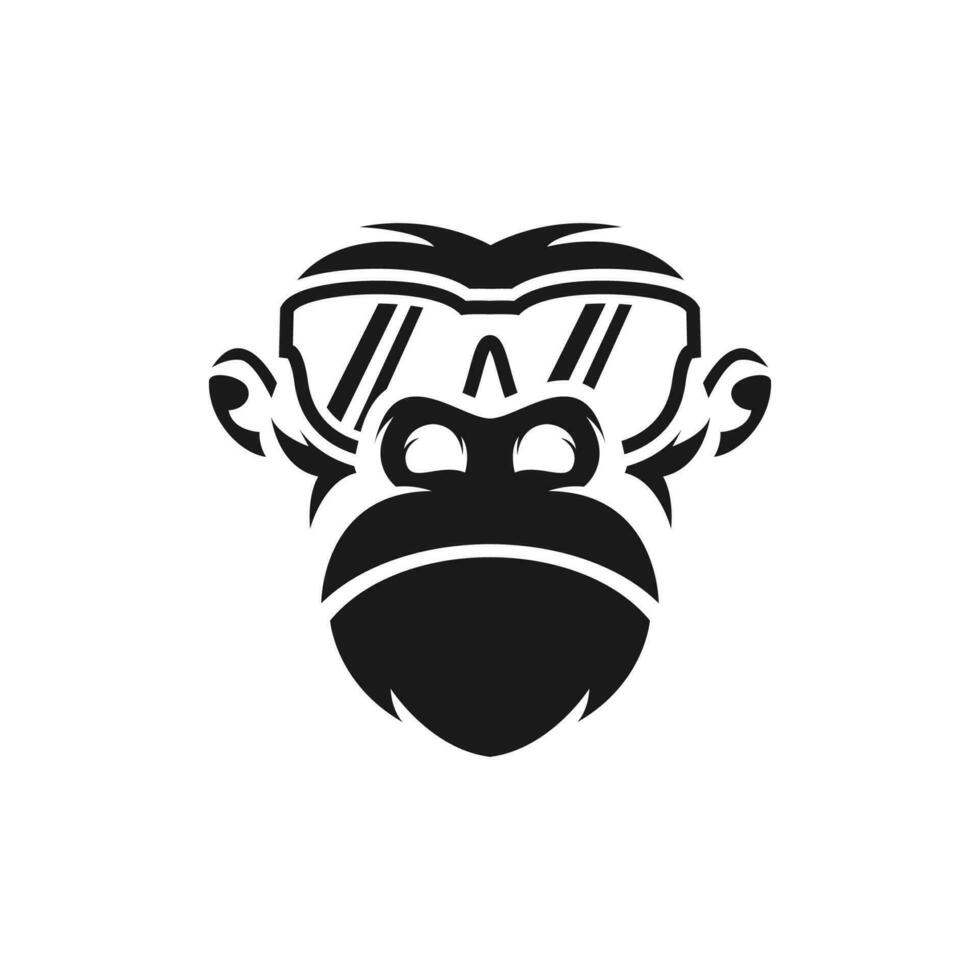 a gorilla wearing goggles on a white background vector