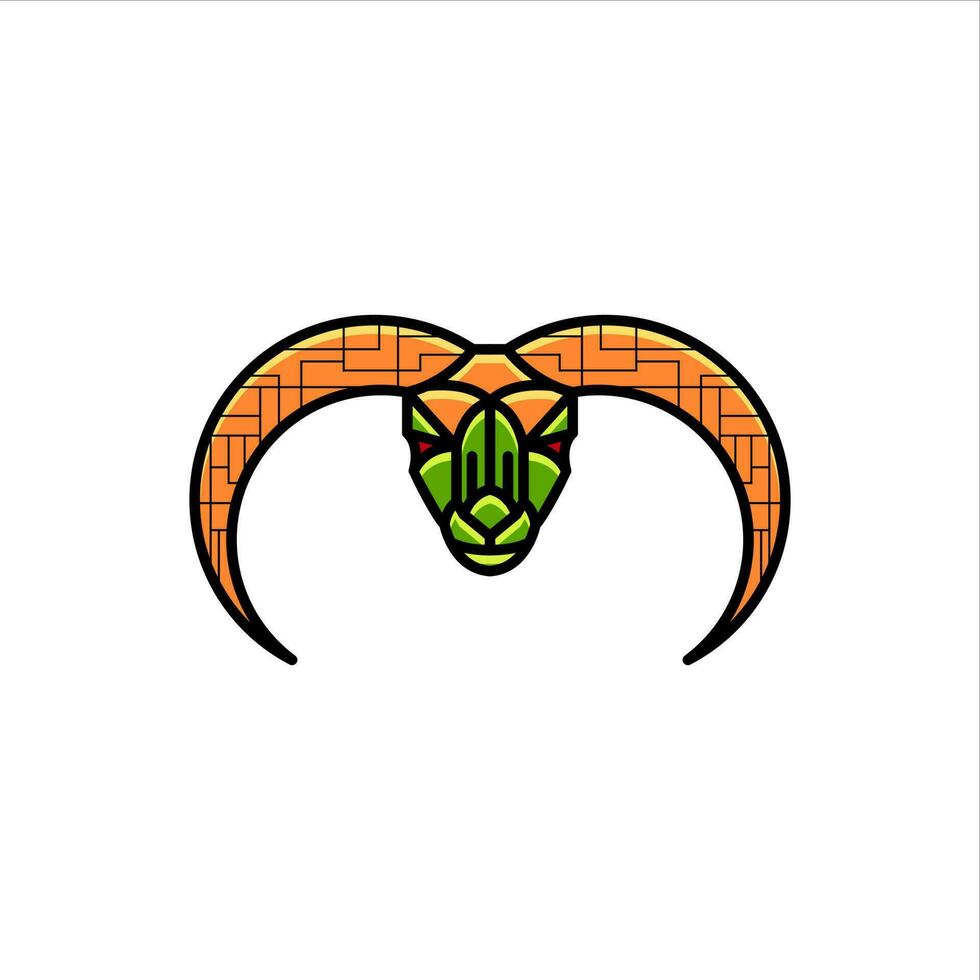 a ram head with a green and orange design vector