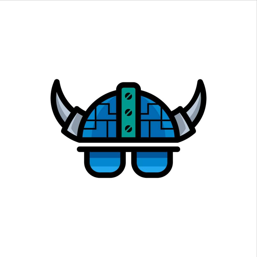 vikingo casco con lentes y cuernos vector