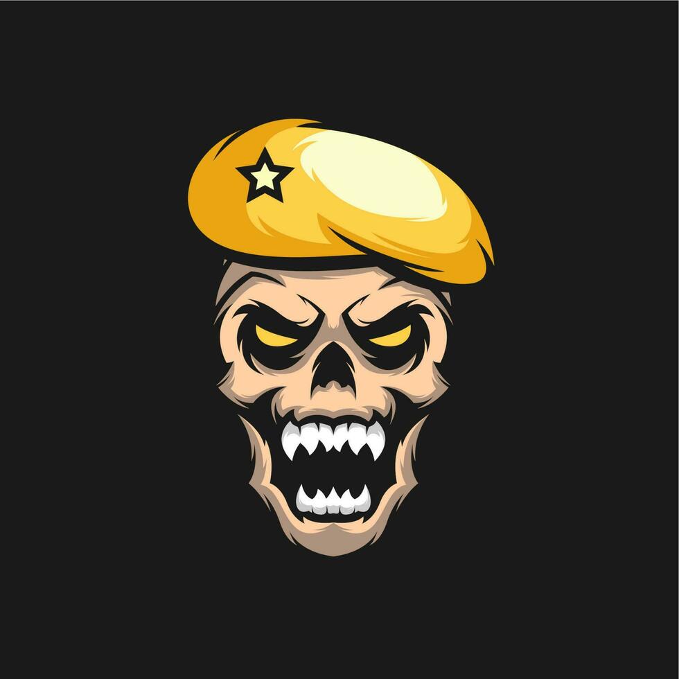 a skull with an angry expression on its face vector