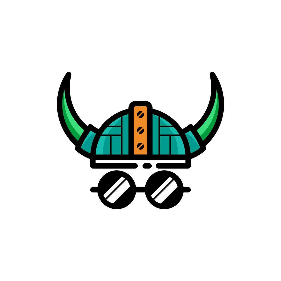 viking helmet with glasses and horns vector