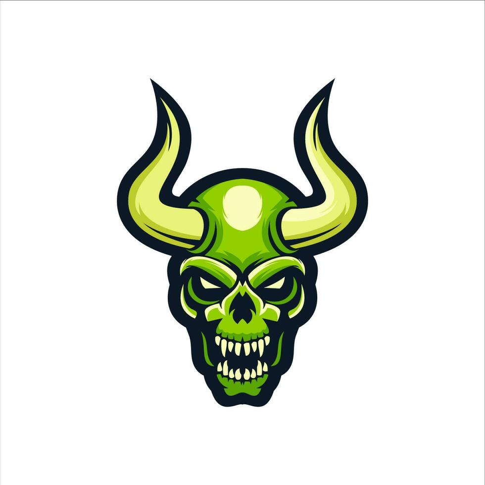 the green skull with horns vector