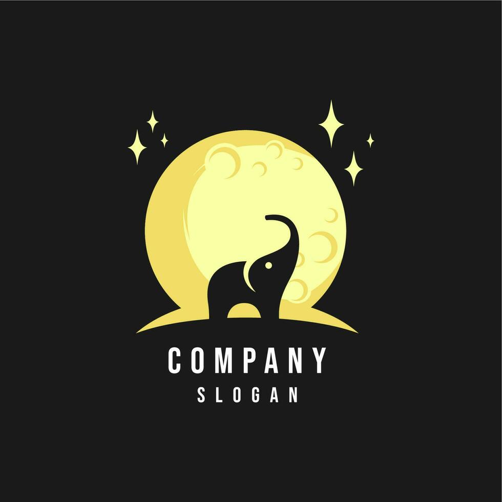 an elephant is standing on the moon logo vector