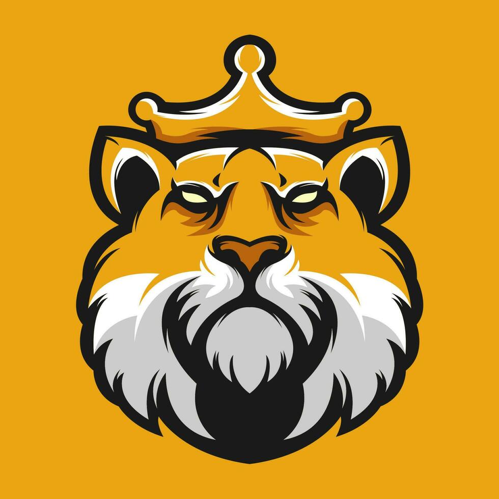 the head of a tiger with a crown on it vector