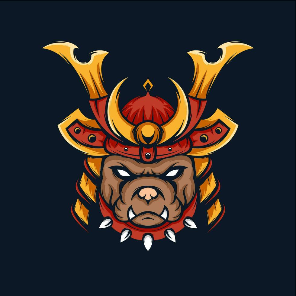 the mascot of a japanese warrior with horns on his head vector