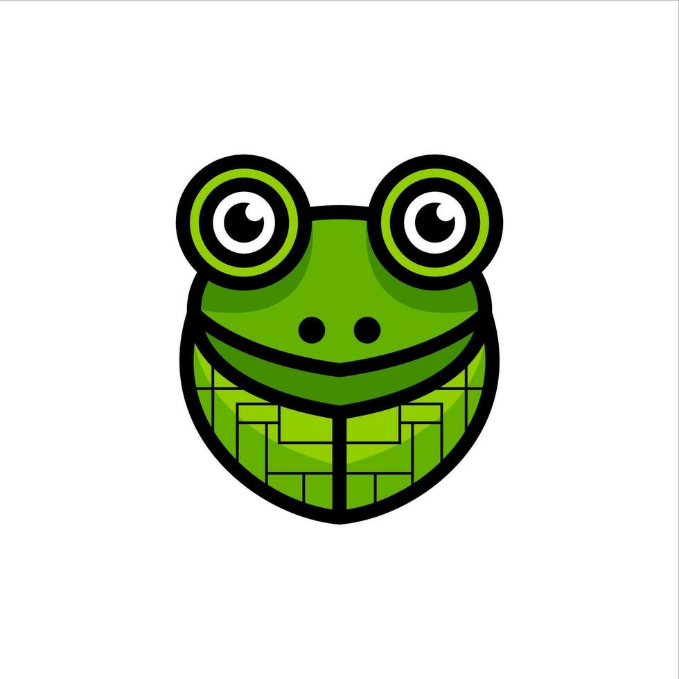 un verde rana con grande ojos y un sonrisa vector
