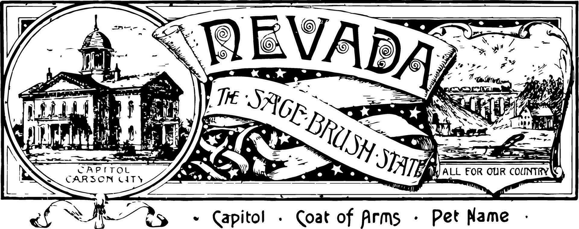 The state banner of Nevada the sage brush state vintage illustration vector