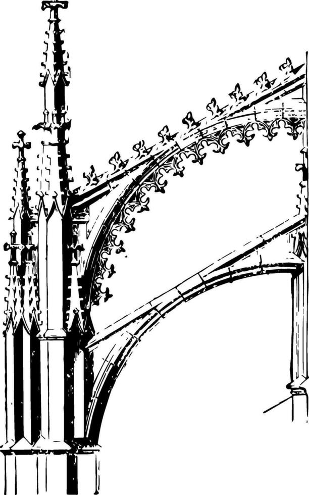Flying Arches centre vintage engraving. vector